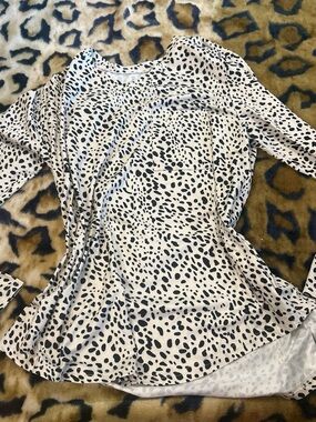 Women's Black Spot Print Long Sleeve Tee